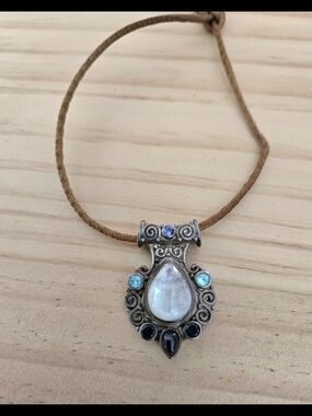 Antique Sterling Silver and Stone  Pendant.  (No Cord)
